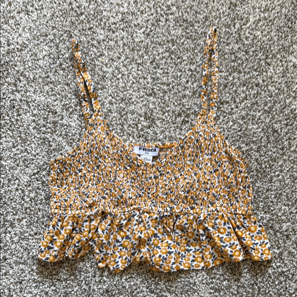 RSQ Brown Tan Camisole Crop Peplum Top